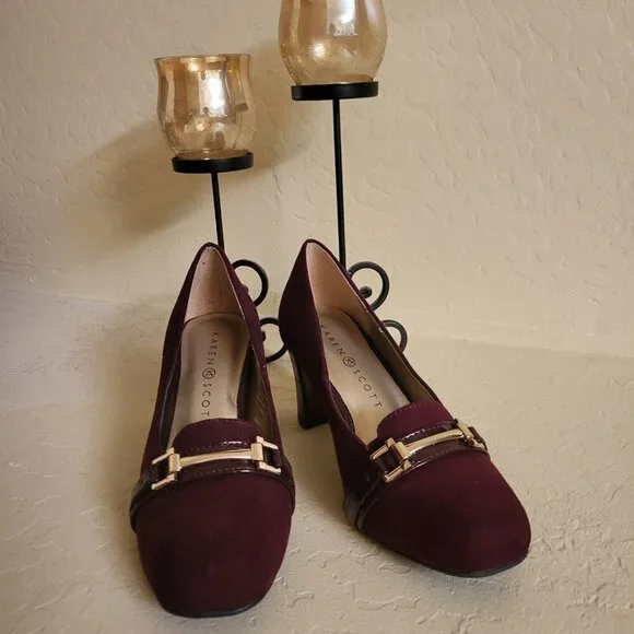Karen Scott Penzey Womens Faux Suede Square Toe Pumps Size 5 NIB - Picture 3 of 8